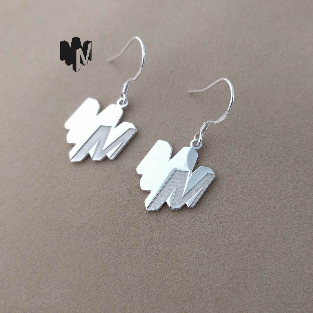 Tiny Logo Earrings, Custom Silver Business Logo Earrings, Company
