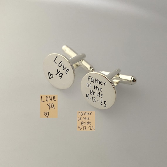Personalized Wedding Handwriting Cufflinks, Father of the