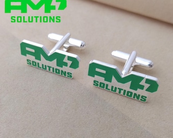 Aangepaste manchetknopen met geëmailleerd logo, gepersonaliseerde manchetknopen met geëmailleerd bedrijfslogo, manchetknopen met bedrijfskunstwerk, manchetknopen op maat bord, relatiegeschenken