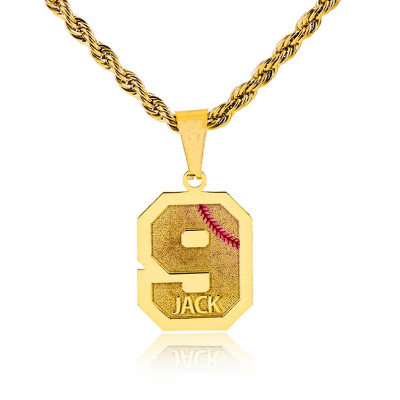 Any Number Necklace With Name Personalized Sports Number Etsy