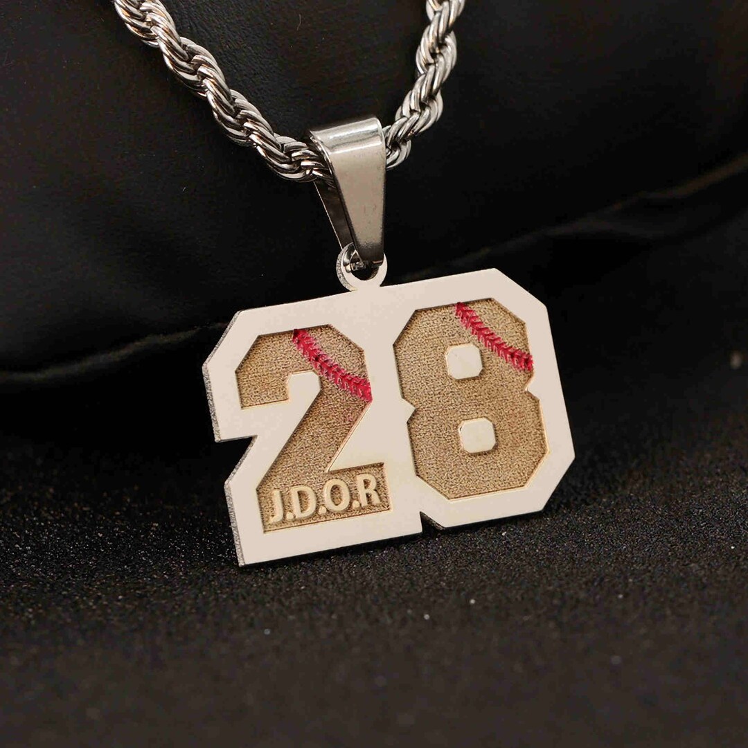 Any Number Necklace With Name Personalized Sports Number Etsy