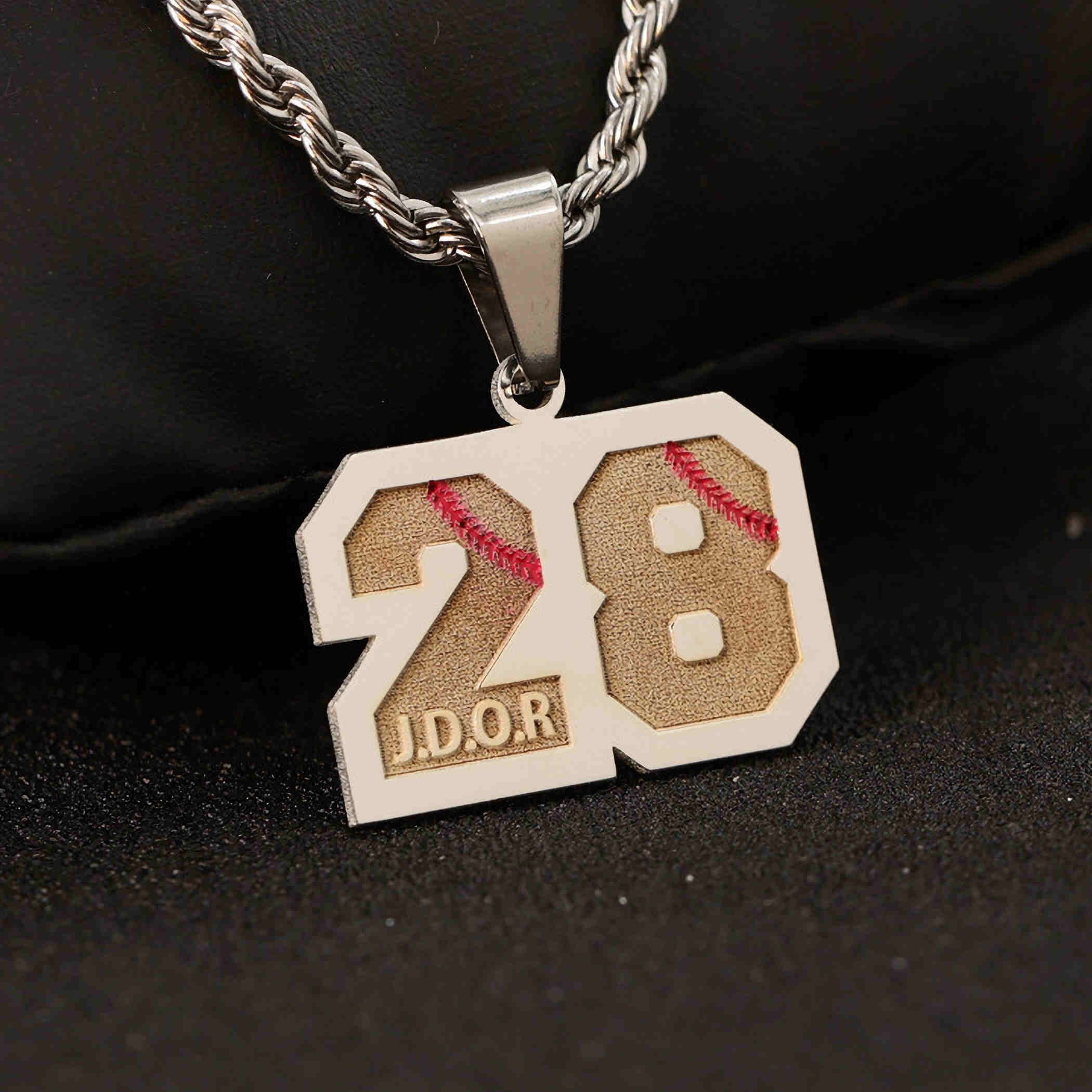 Any Number Necklace With Name Personalized Sports Number Etsy