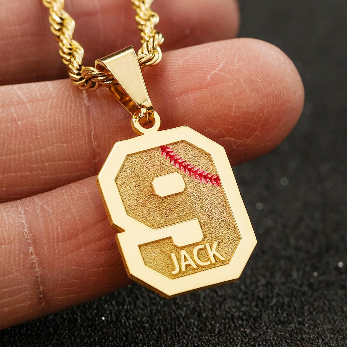 Any Number Necklace With Name Personalized Sports Number Etsy