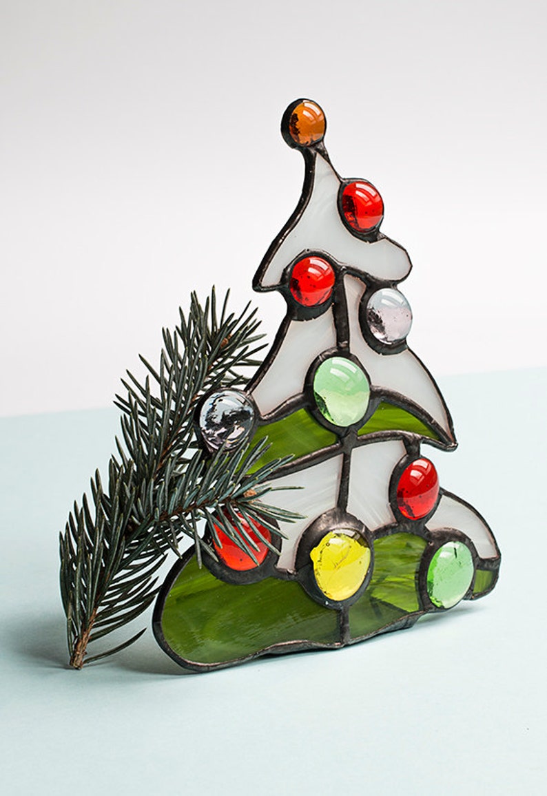 Christmas Tree Stained Glass Candle Holder Tealight Free Etsy