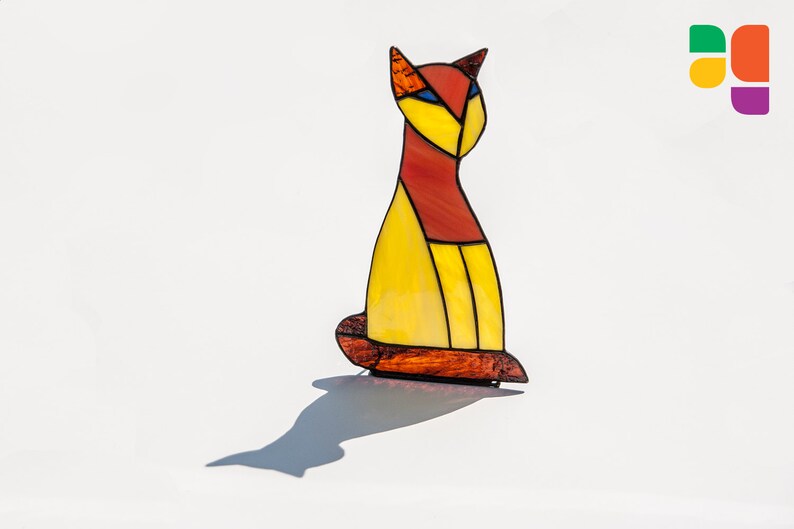 Cat Candle Holder Stained Glass Handmade Kitty Animal Etsy