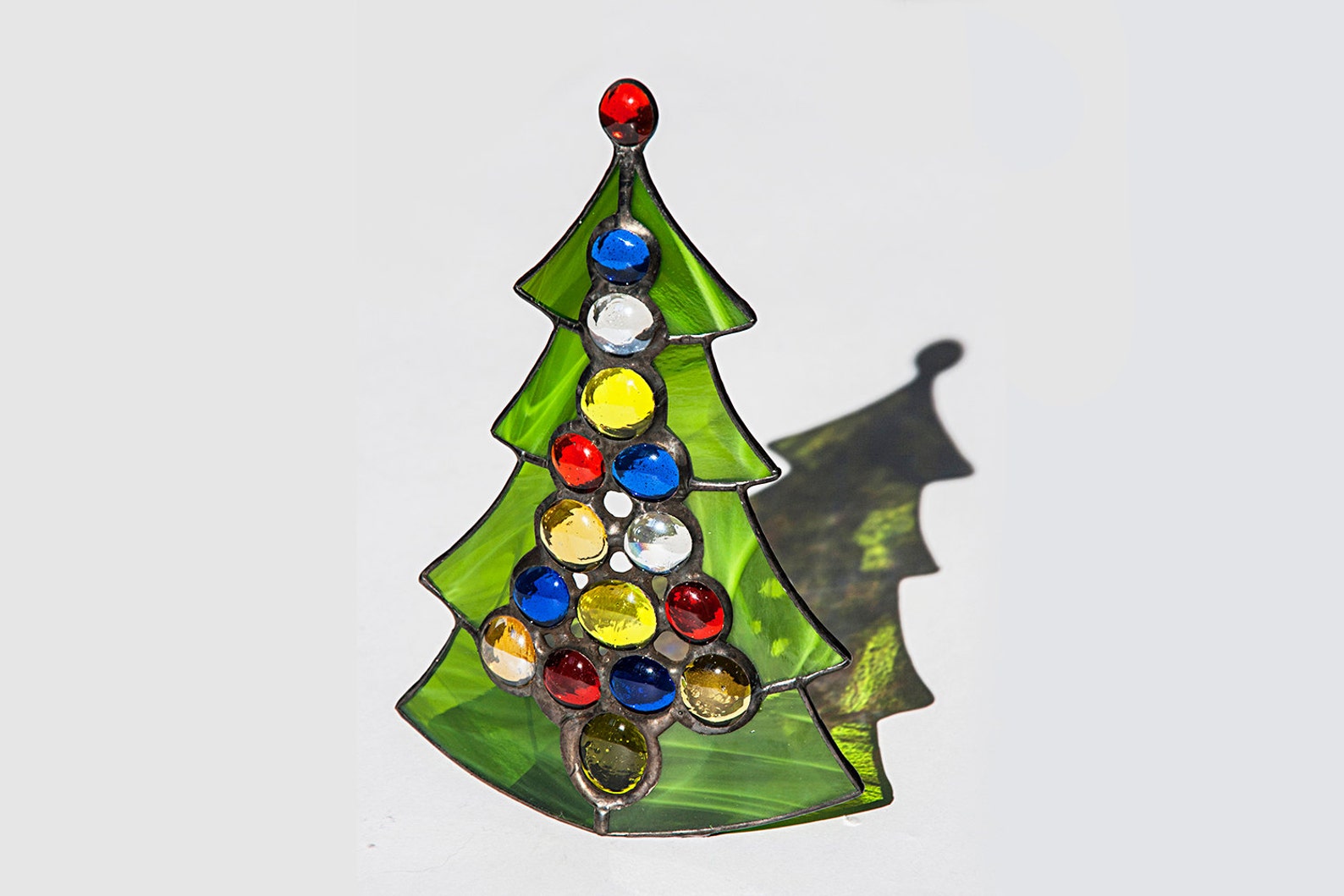 Christmas Tree Stained Glass Candle Holder Tealight Free Etsy