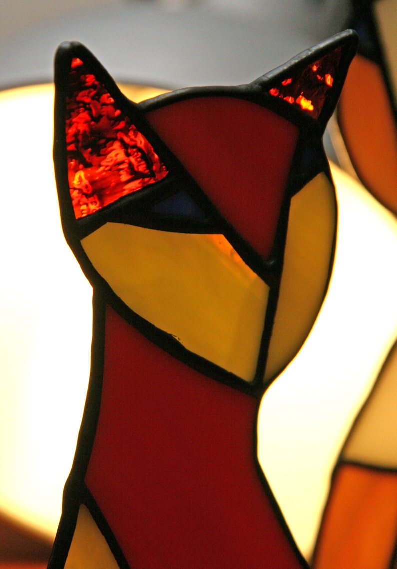 Cat Candle Holder Stained Glass Handmade Kitty Animal Etsy