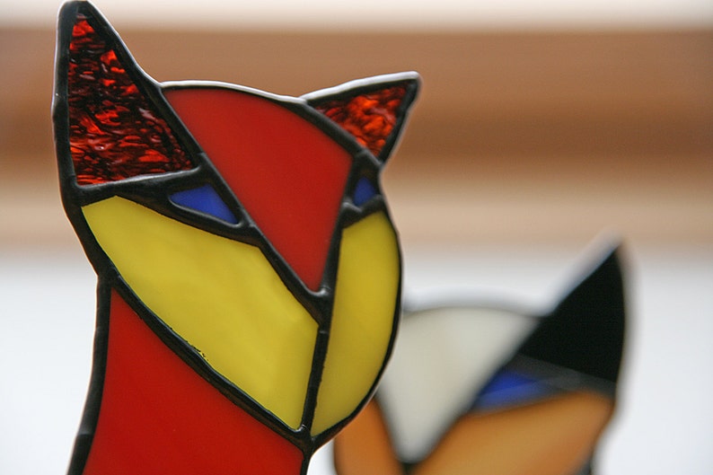 Cat Candle Holder Stained Glass Handmade Kitty Animal Etsy