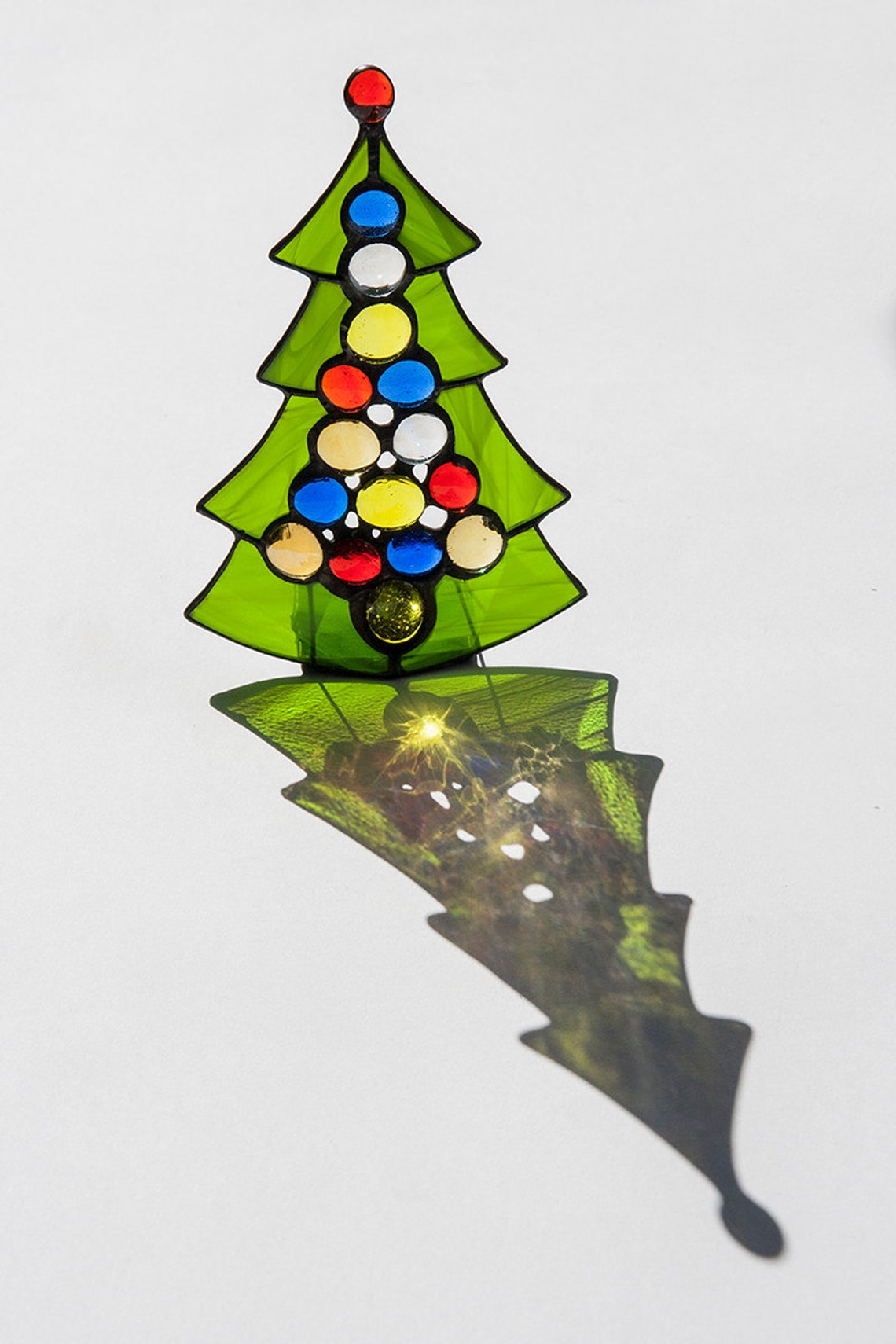 Christmas Tree Stained Glass Candle Holder Tealight Free Etsy