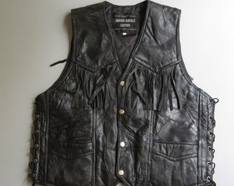 Leather fringe vest | Etsy