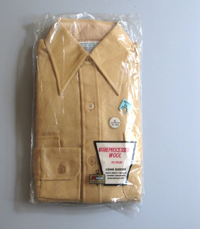 Vintage Kmart 70s Button Shirt Long Sleeve Wool Blend Brown Etsy