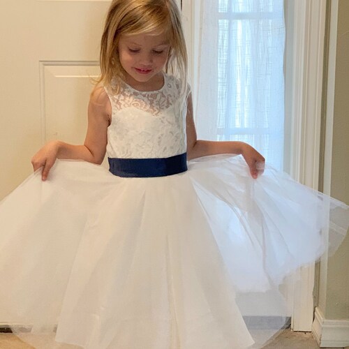 navy baby flower girl dress