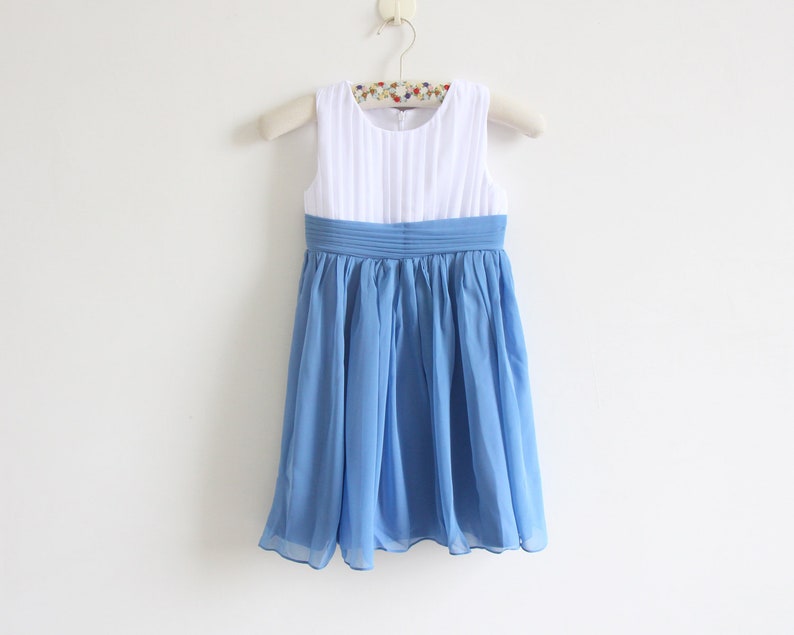 Blue Knee Length Flower Girl Dress