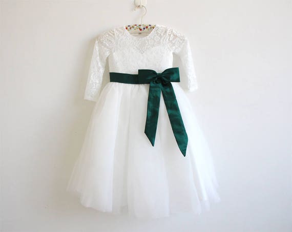 forest green flower girl dresses