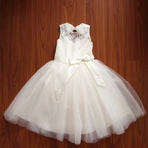 Princess Flower Girl Dress, Light Ivory Flower Girl Dress,  Lace Flower Girl Dress, Baby Girl Dress, Tulle Flower Girl Dress, Floor Length