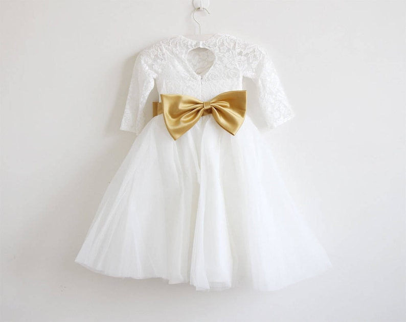 Girls Ivory Tan Rosette Top Feathery Flower Girl Dress 12M-7