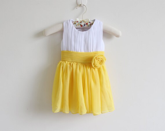 yellow and white flower girl dresses