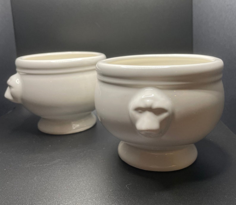 Vintage Lion Head French Onion Soup Bowls Etsy
