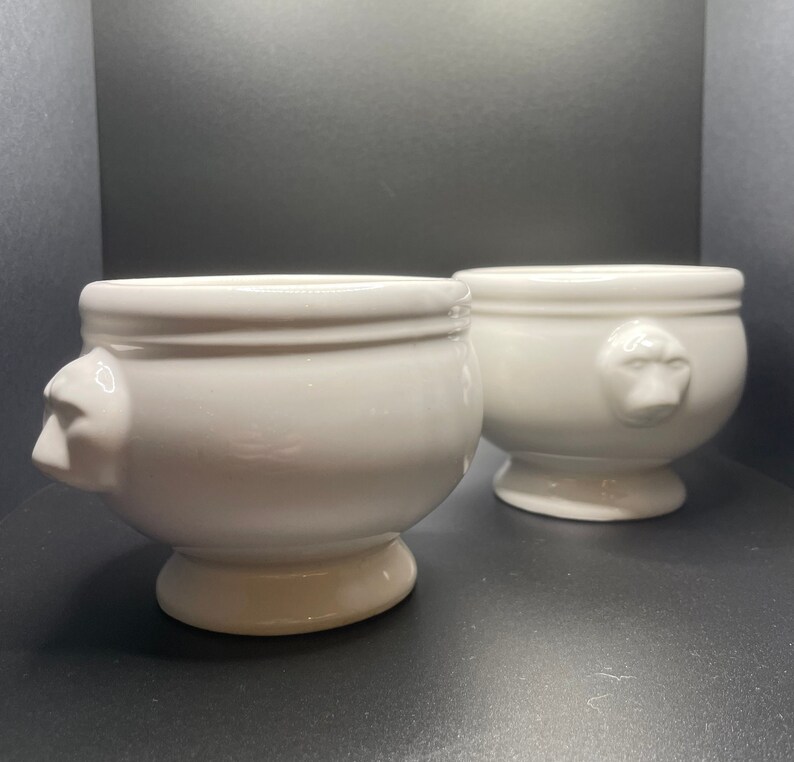 Vintage Lion Head French Onion Soup Bowls Etsy