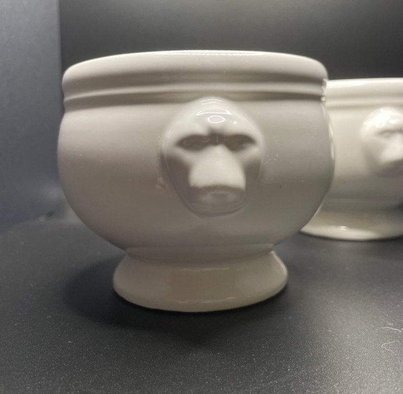 Vintage Lion Head French Onion Soup Bowls Etsy