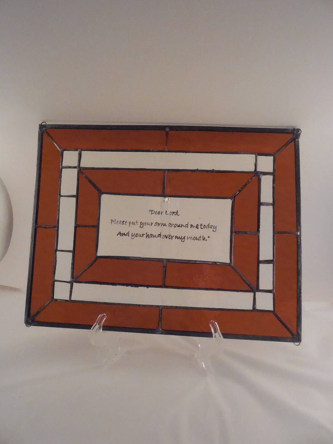 Burnt Orange Stained Glass With Prayer Request Etsy