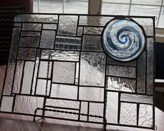 Clear and Highly Textured Stained Glass Panel with a Twist