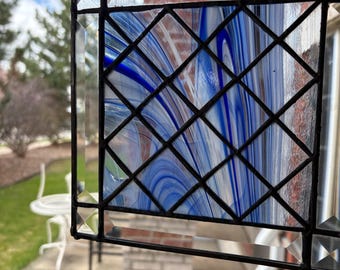 Sweet and Small, Blue Swirls with Complimentary Bevels