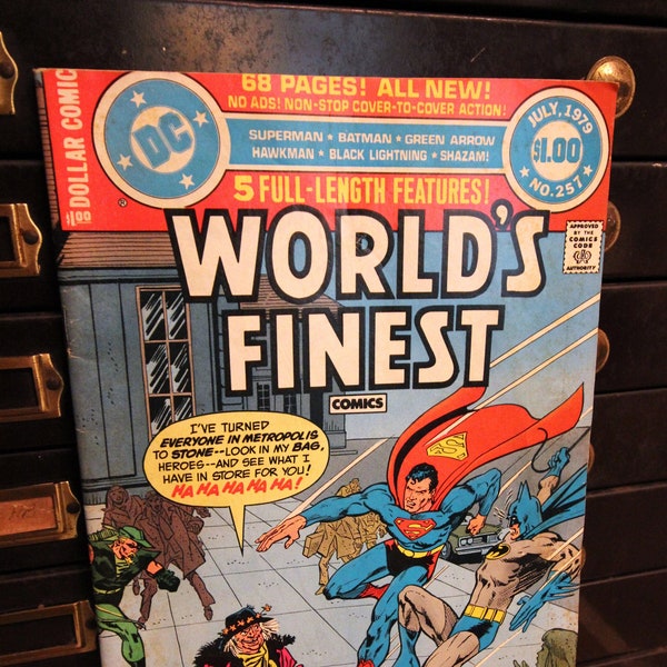 Vintage Comic Book - DC 1979 World's Finest - Superman, Batman, Black Lightning, Green Arrow, Hawkman, Shazam-Capt Marvel