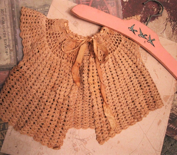 Antique Hand Crochet Baby Top and Hanger - Vintag… - image 3
