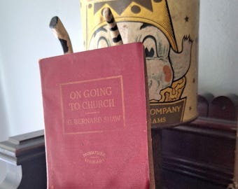 On Going to Church by George Bernard Shaw-Miniature Library Antique Books- Red Leatherette Classics