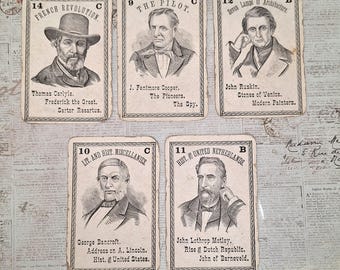 Antique Authors Cards- Edwardian Game Cards- 1900s Ephemera