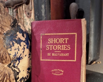Short Stories by Guy de Maupassant-Miniature Library Antique Books- Red Leatherette Classics
