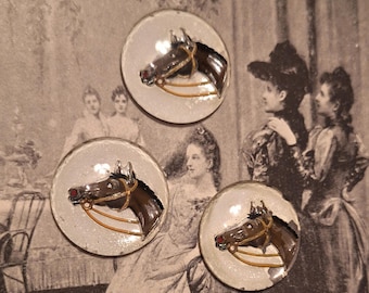 Vintage Glass Horse Cabochons - Jewelry Making Supply