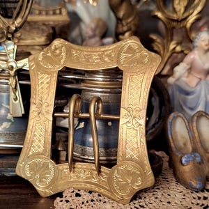 Edwardian Brass Sash Buckle- Large Ornate Buckle - 1900s  Buckle
