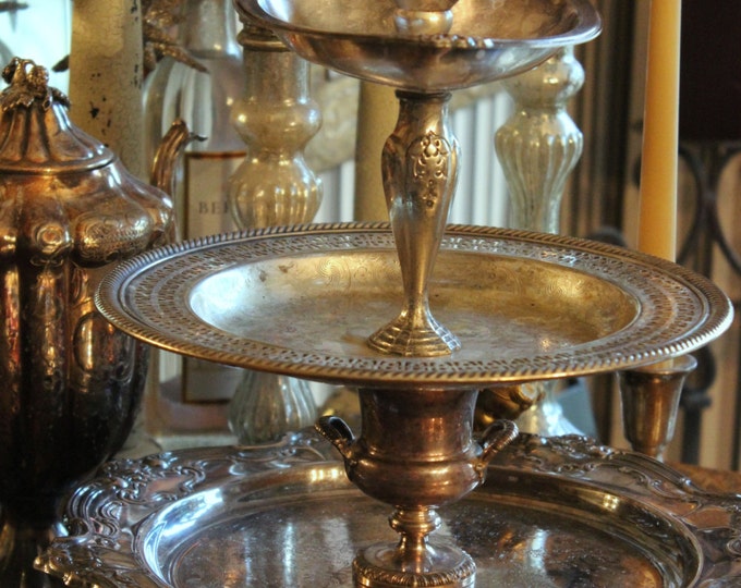 Jewelry Stand Vintage Silverplate Three Tier Dessert Stand Etsy
