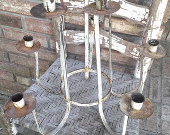 Vintage Iron Candleholder- 10 Arm Garden Decor with Unique Patina