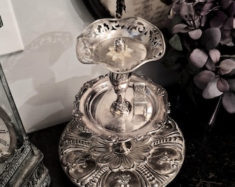 OOAK Silverplated Tiered Jewelry Stand-  Eclectic Vintage Jewelry Storage- Shabby Chic
