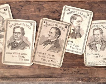 Antique Authors Cards- Edwardian Game Cards- 1900s Ephemera