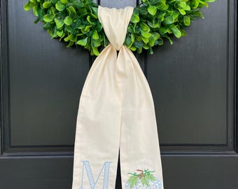 Monogrammed Fall Pumpkin Wreath Sash