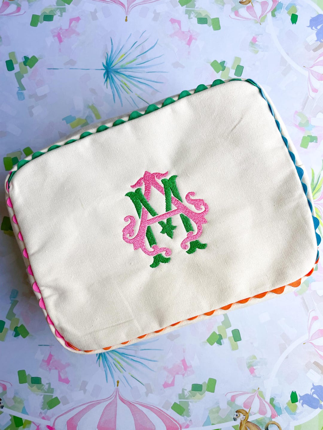 Monogrammed Mahjong Tile Bag With Ric Rac Trim - Etsy