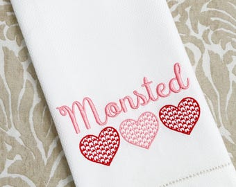 Monogrammed Valentine's Tea Towel with Heart