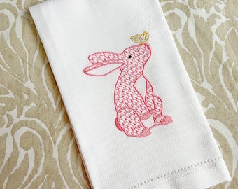 Personalized Easter Bunny Cotton Tea Towel
