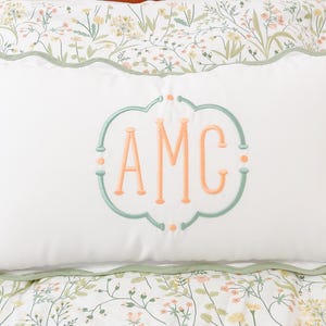 Monogrammed Lumbar Pillow Cover Cotton Linen Blend