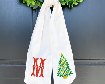 Monogrammed Chic Christmas Tree Wreath Sash