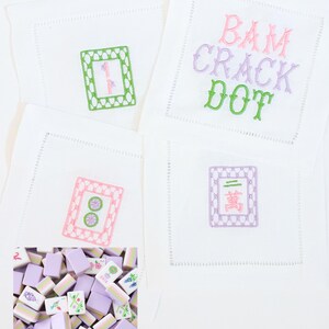Mahjong Tiles Linen Cocktail Napkins: Set of 6 image 5