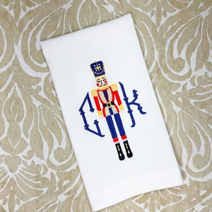 Monogrammed Nutcracker Cotton Tea Towel