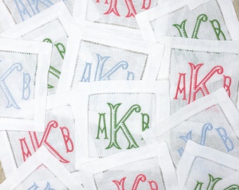 Monogrammed Linen Cocktail Napkins