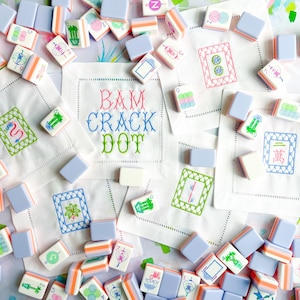 Mahjong Tiles Linen Cocktail Napkins: Set of 6 image 1