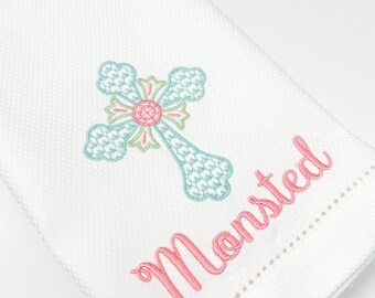 Personalized Easter Cross Cotton Tea Towel