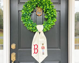 Monogrammed Nutcracker Wreath Sash